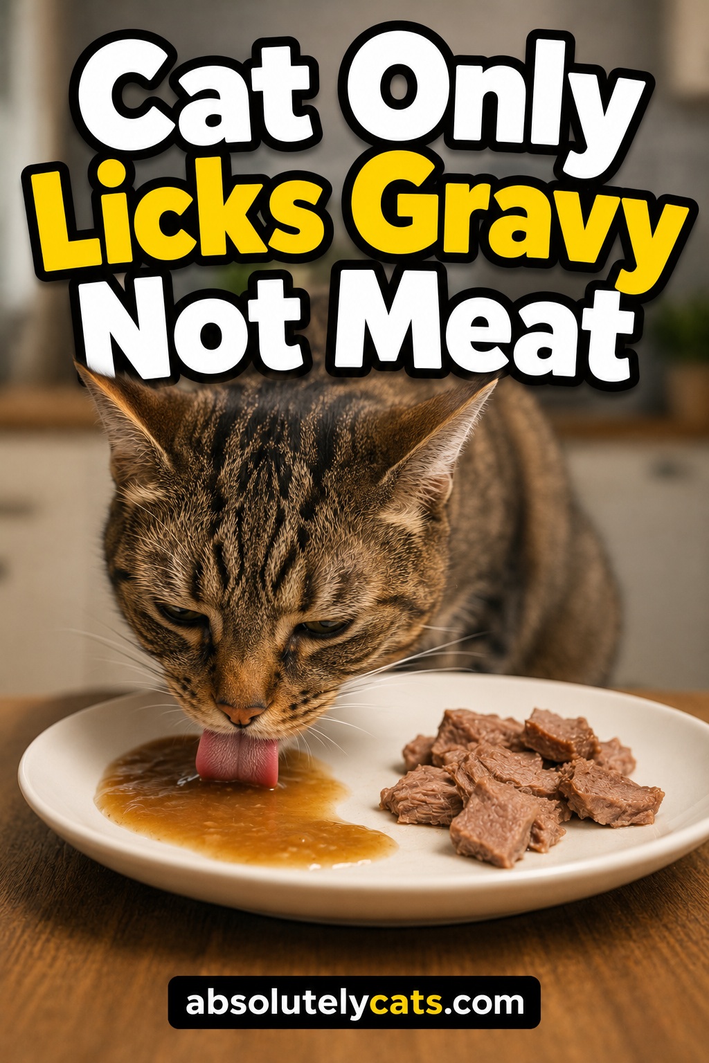 Cat Only Licks Gravy Not Meat