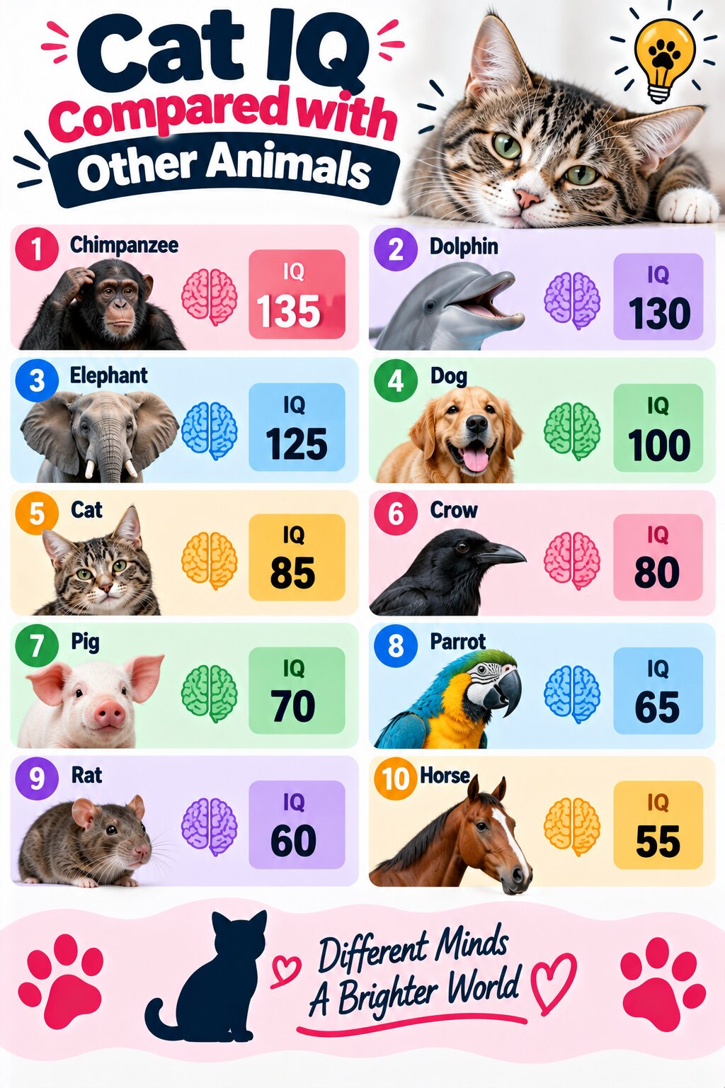 Cat IQ compared with other animals