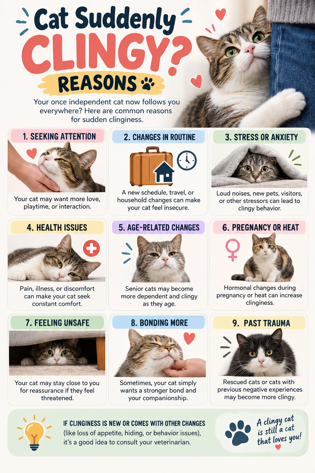 Cat Suddenly Clingy: Reasons, Warning Signs, and Tips